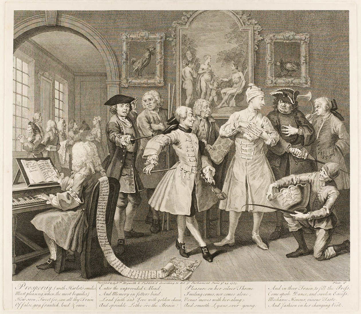 Druhý talíř z knihy Pokrok hráběte od William Hogarth