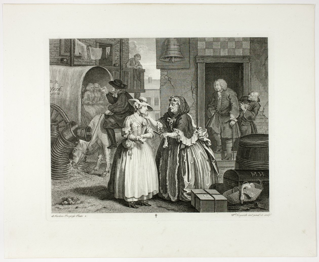 První deska z knihy Pokrok nevěstky od William Hogarth