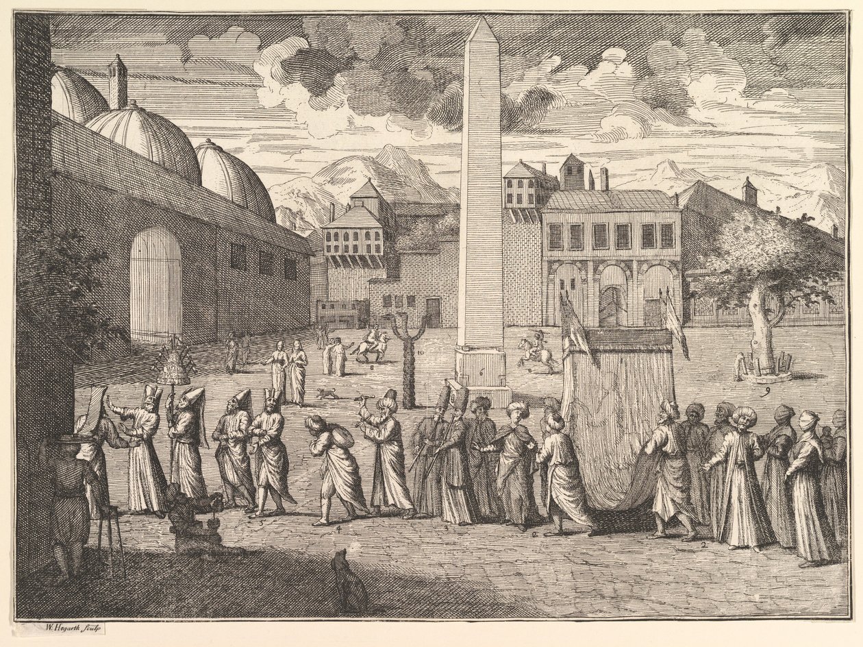 Průvod hipodromem, Konstantinopol Aubry de La Mottrayes Travels thro..., 1723-24. od William Hogarth
