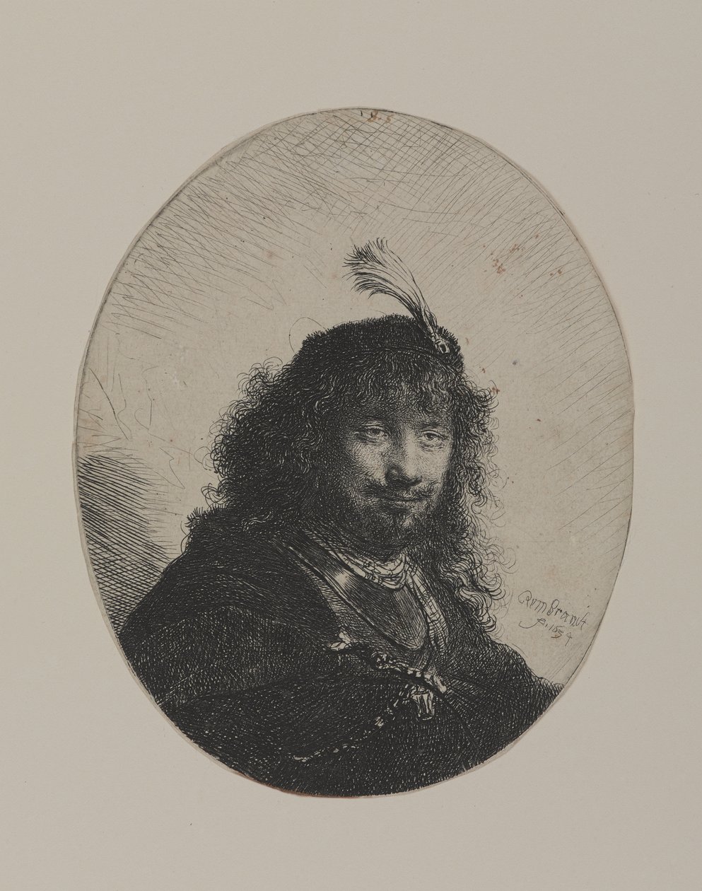Rembrandt s opeřenou čepicí a sklopenou šavlí od William Hogarth