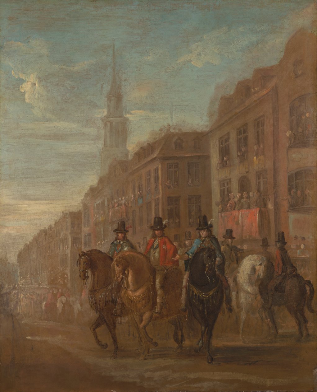 Restaurátorský průvod Karla II v Cheapside od William Hogarth