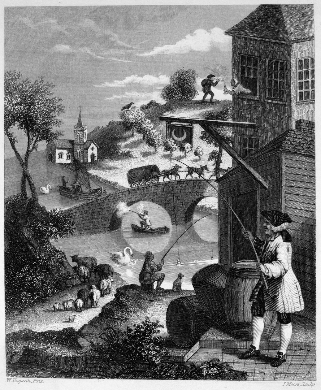 Satira na falešnou perspektivu od William Hogarth