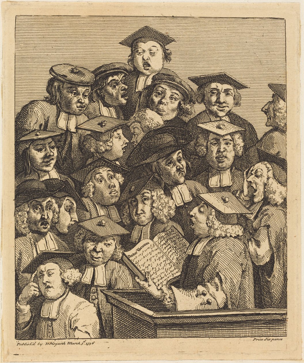 Učenci na přednášce od William Hogarth
