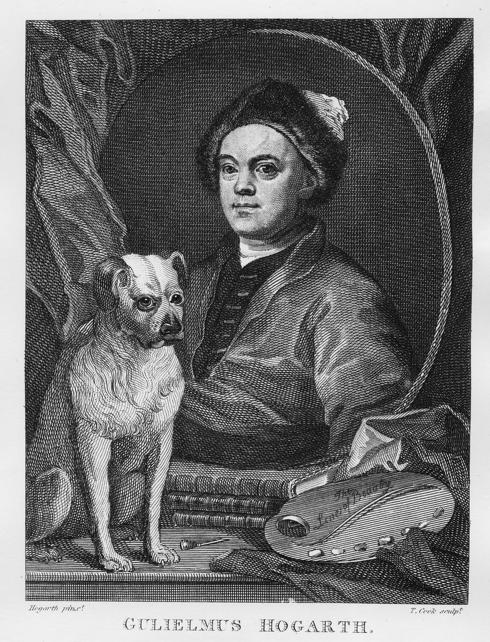 Autoportrét, vyryl T. Cook, 1809 od William Hogarth