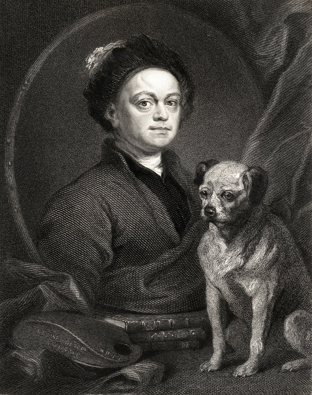 Autoportrét, z Galerie portrétů, publikoval v roce 1833 od William Hogarth