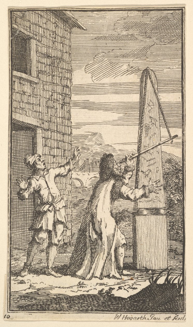 Sidrophel zkoumá draka dalekohledem Sedmnáct malých ilustrací pro S..., 1721-26. od William Hogarth