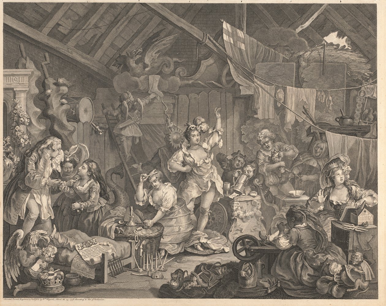Procházky hereček obvazu ve stodole od William Hogarth