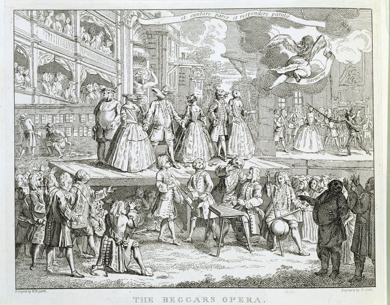 Žebrácká opera, vyryla Thomas Cook (1744-1818) od William Hogarth