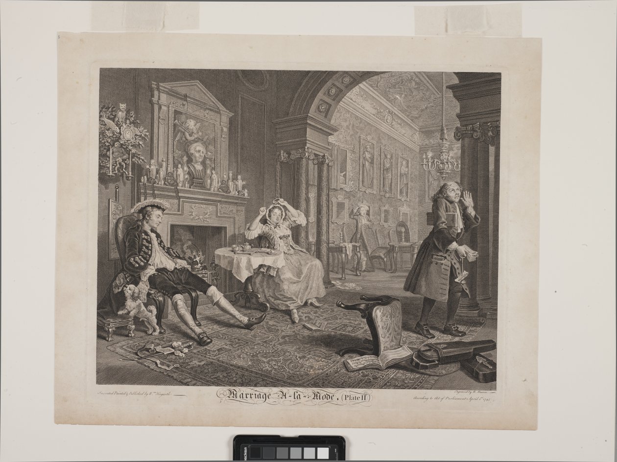 The Breakfast Scene: Marriage À La Mode, Plate 2 (rytina a rytina) od William Hogarth