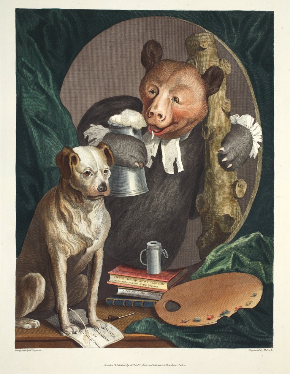 Bruiser Charles Churchill, kdysi reverend, v postavě ruského Herkula, ilustrace z 