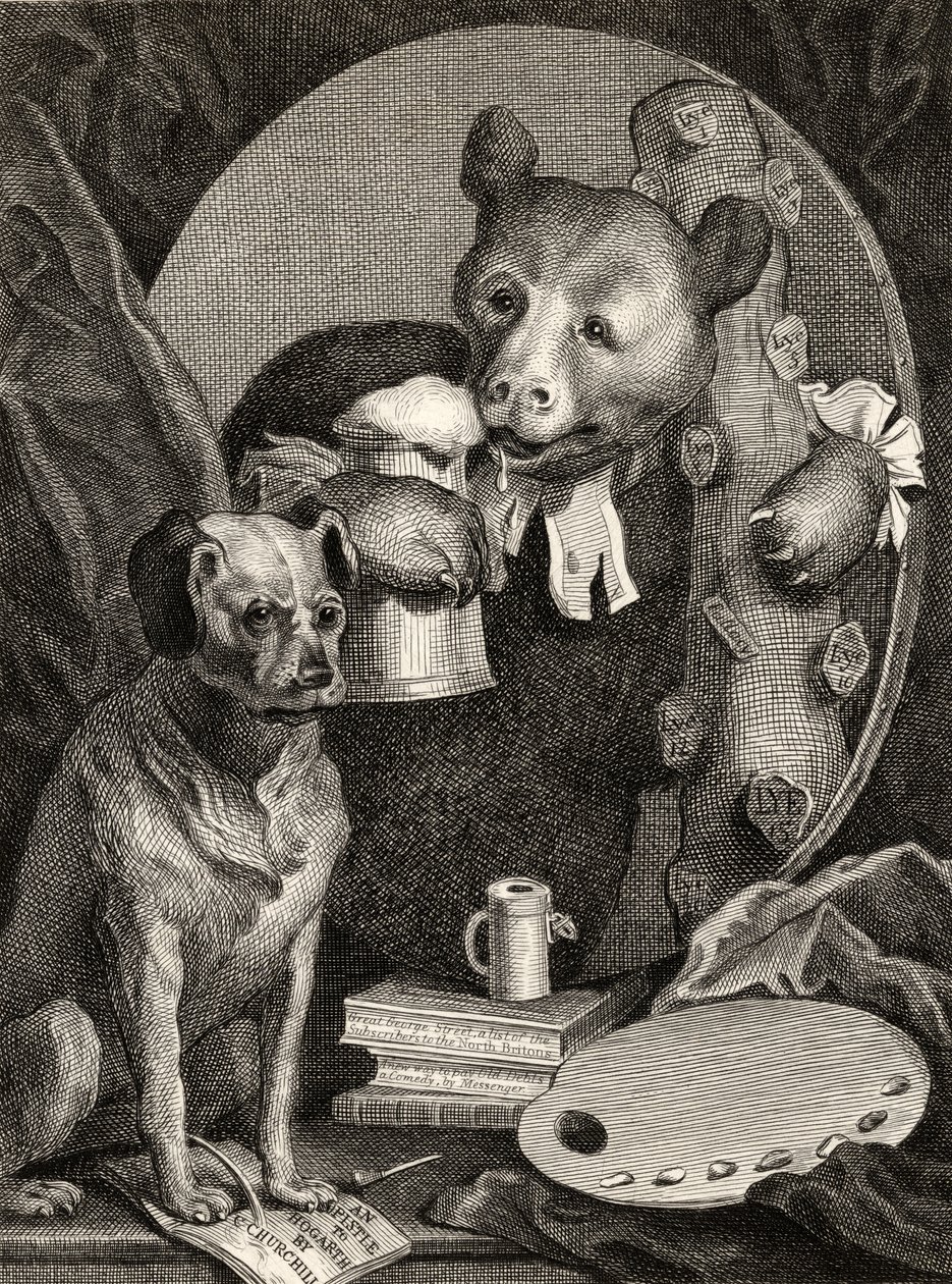 Bruiser Charles Churchill, kdysi reverend, v roli ruského Herkula, rytina J. Millse, z knihy "The Works of William Hogarth", vydané roku 1833. od William Hogarth