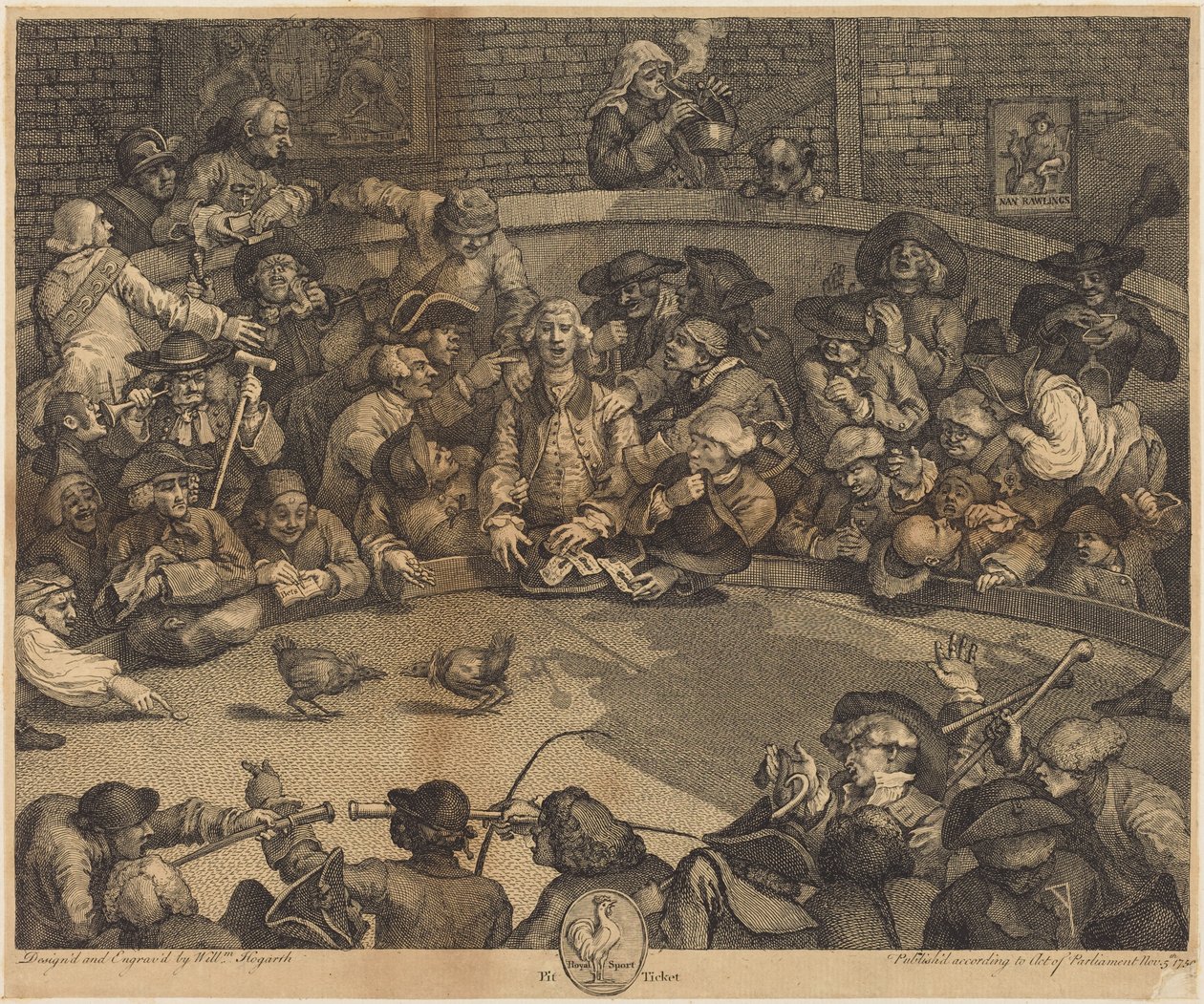 Kohoutí zápasy od William Hogarth