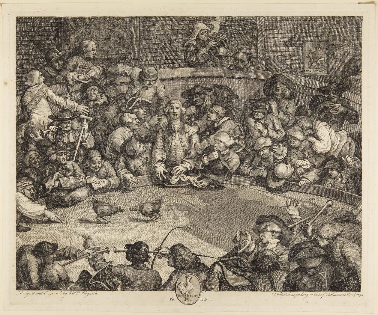 Aréna pro kohoutí zápasy od William Hogarth