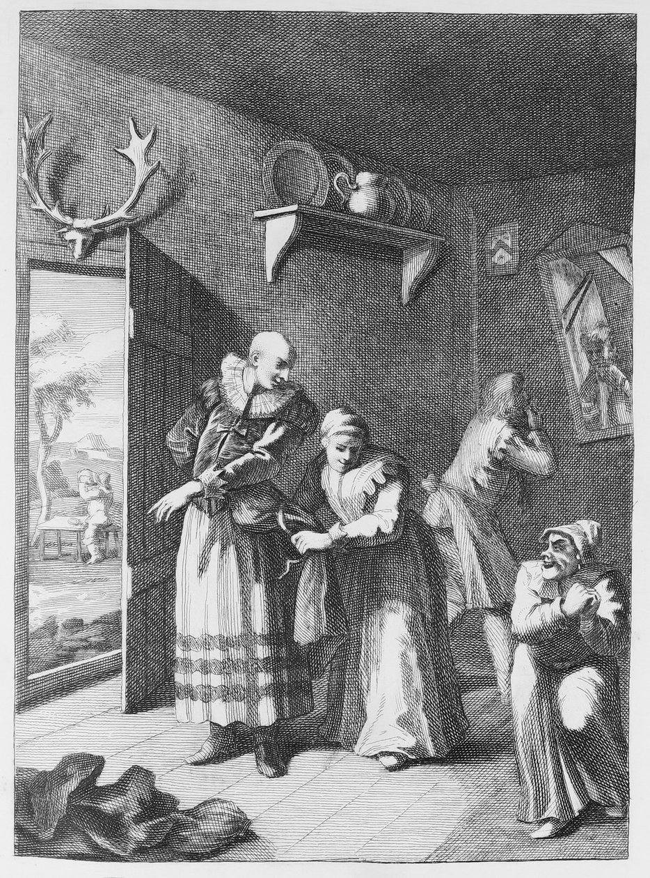 The Curate & Barber se maskují, aby dopravili Dona Luixota domů od William Hogarth