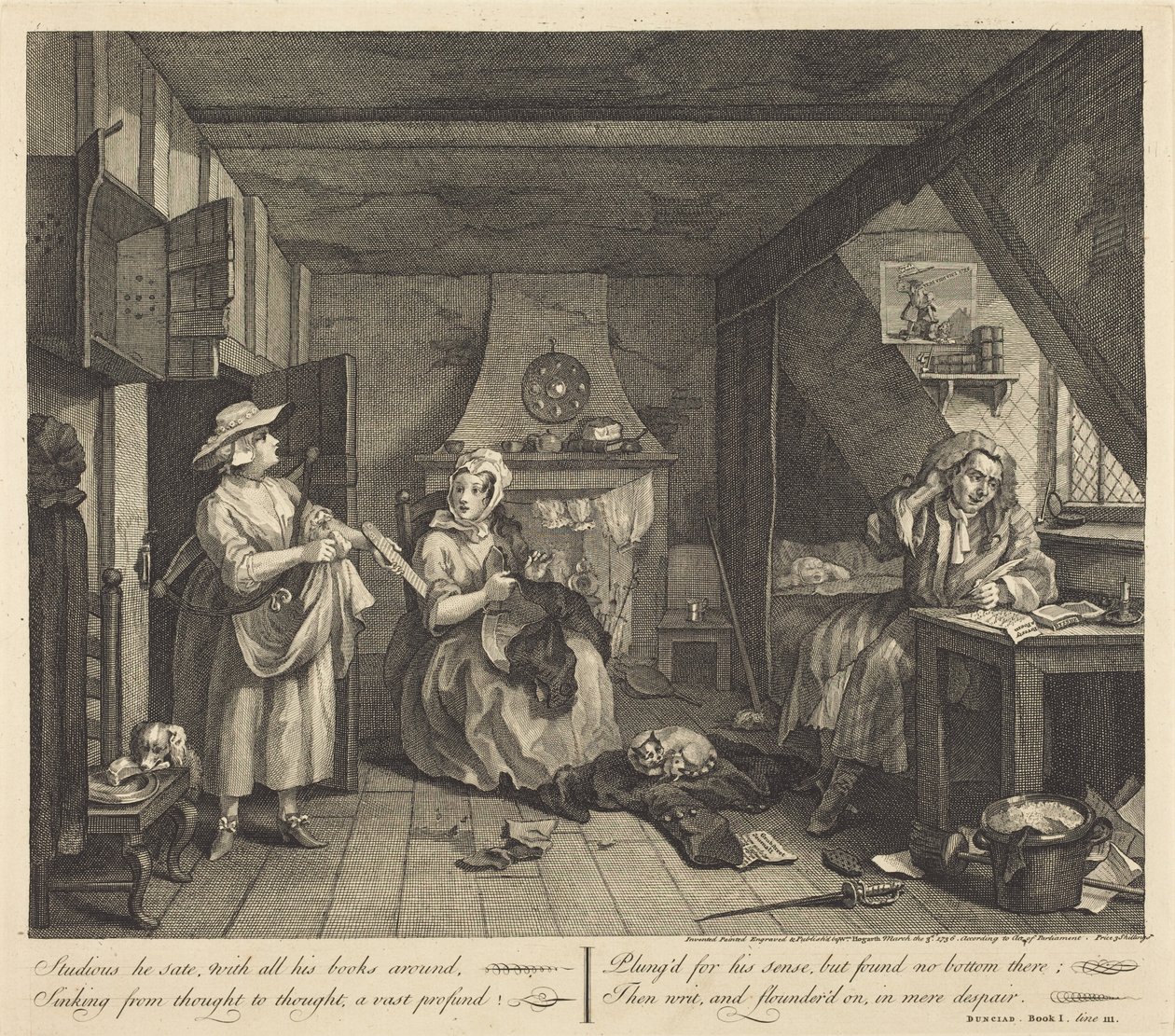 Tísněný básník od William Hogarth