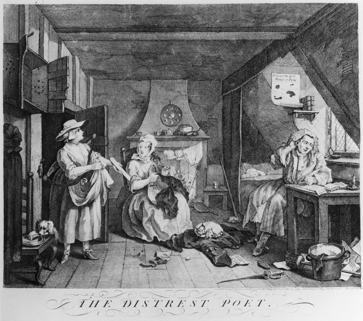 Zoufalý básník, 1740 od William Hogarth