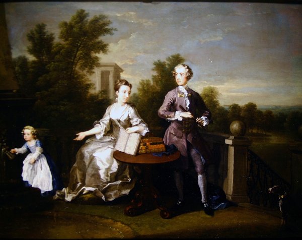 Rodina Edwards Hamilton na jejich terase v Kensingtonu od William Hogarth