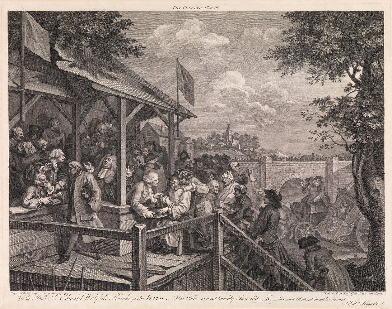 Volby, deska 3: „Hlasování“ od William Hogarth