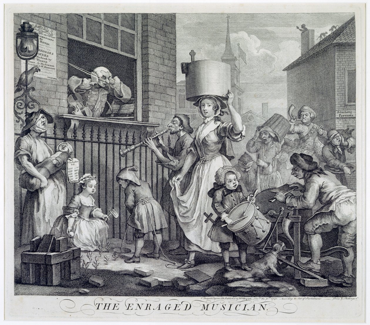 Rozzuřený hudebník, 1741 od William Hogarth