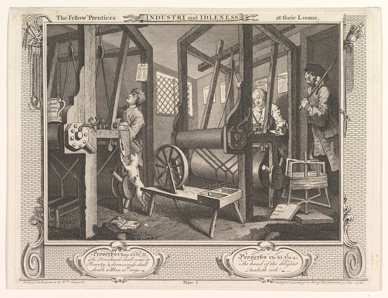 The Fellow Prentices at their Looms Industry and Idleness, deska 1, 30. září 1747. od William Hogarth