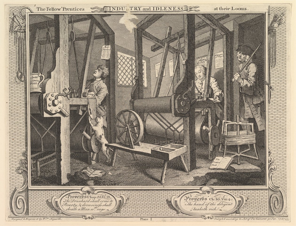 The Fellow Prentices at their Looms: Industry and Idleness, deska 1, 30. září 1747. od William Hogarth