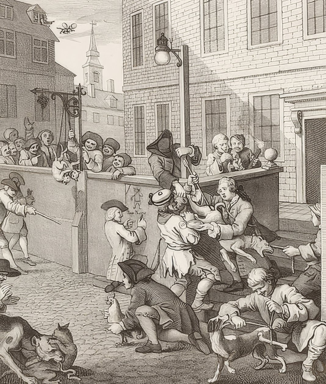 První fáze krutosti. Z: Čtyři fáze krutosti. 1751 od William Hogarth