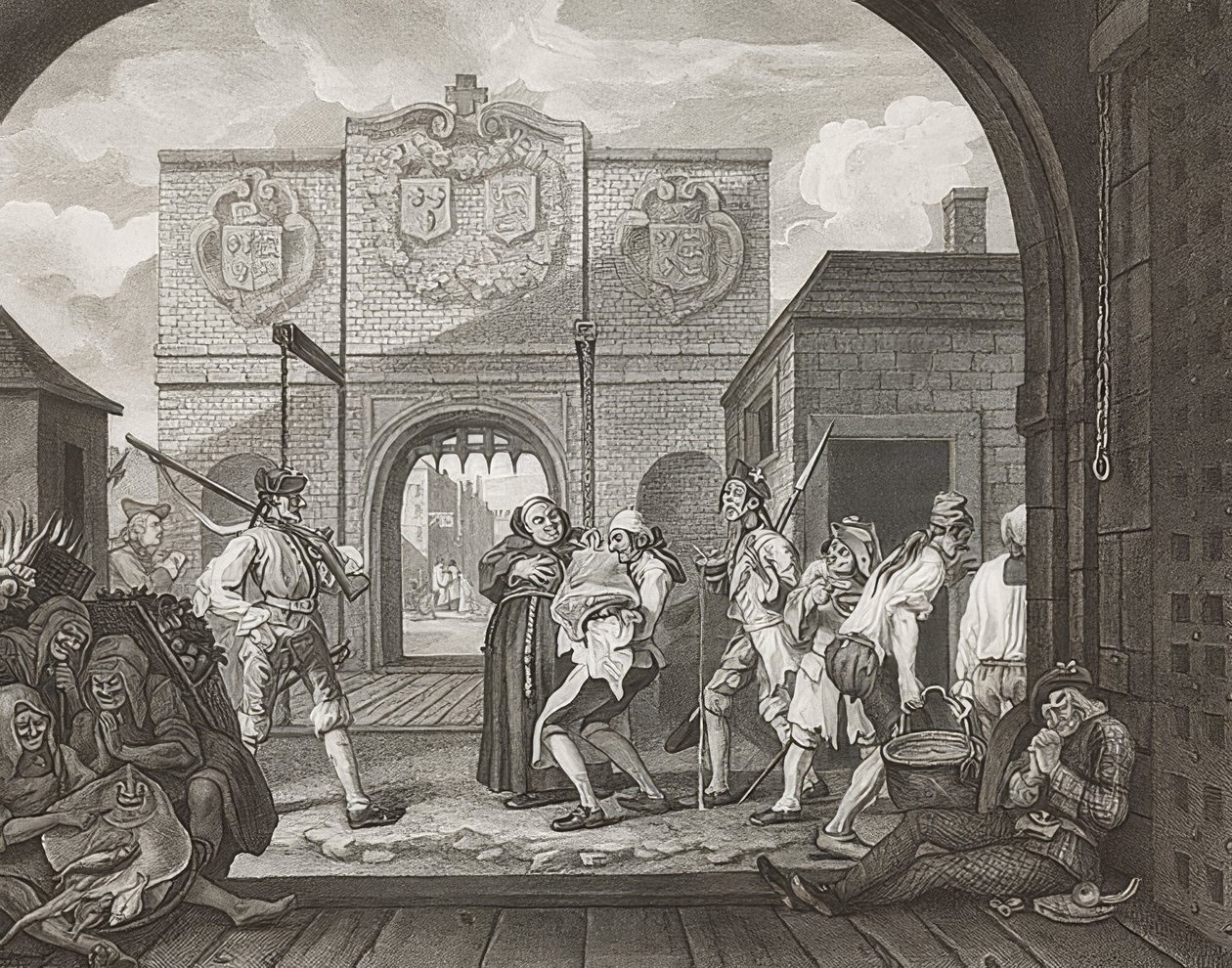 Brána Calais, aneb O pečeně staré Anglie, nebo Ó, pečeně staré Anglie. 1749 od William Hogarth