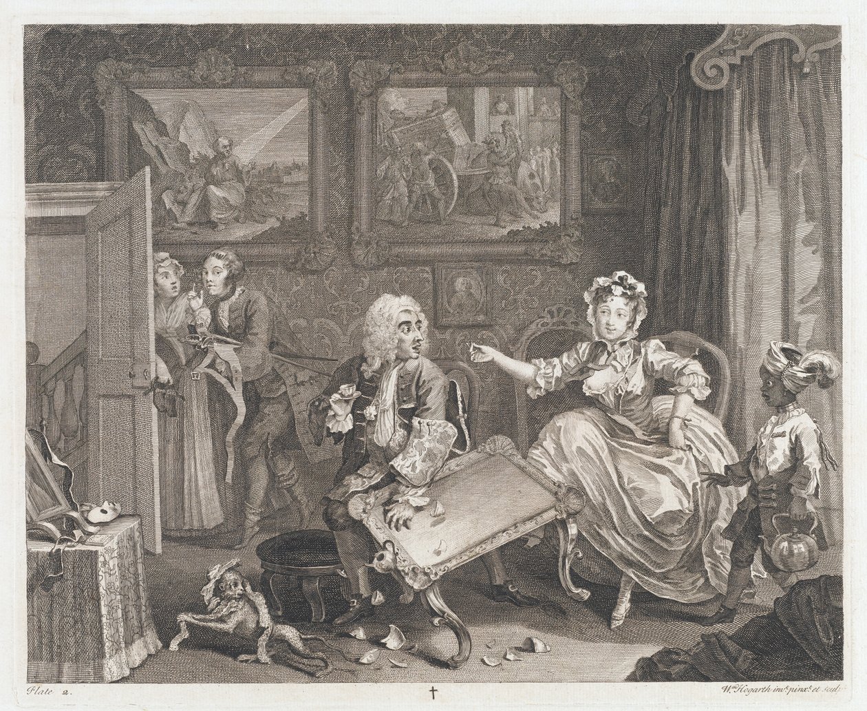 Nevěstka najde ochránce, navržený 1732, tištěno 1744 (Let a rytina) od William Hogarth