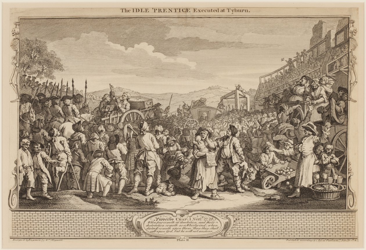 Nečinný "Prentice popravený v Tyburnu, 30. 9. 1747 (rytina) od William Hogarth