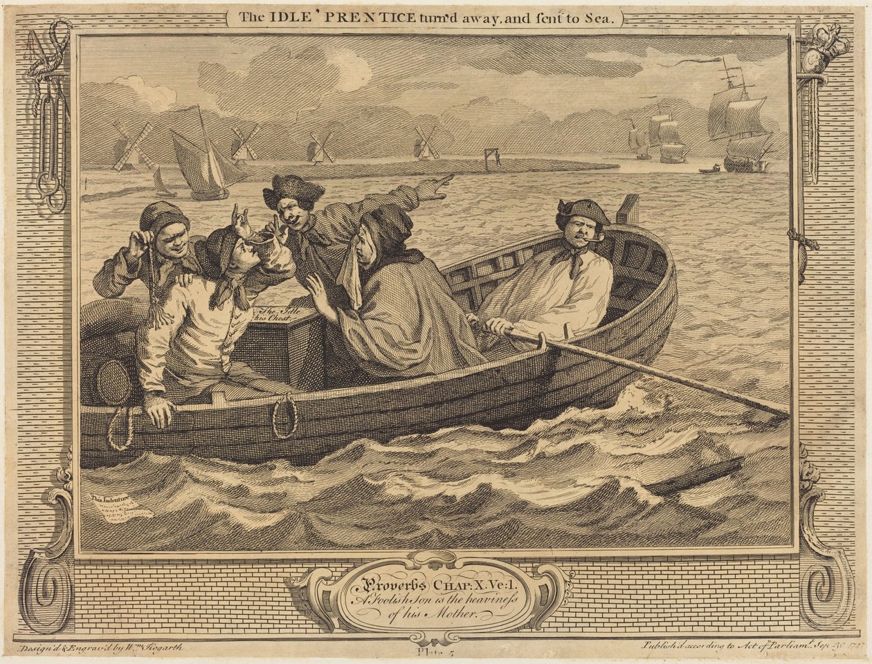 Líný učeň je vyhnán a poslán na moře od William Hogarth