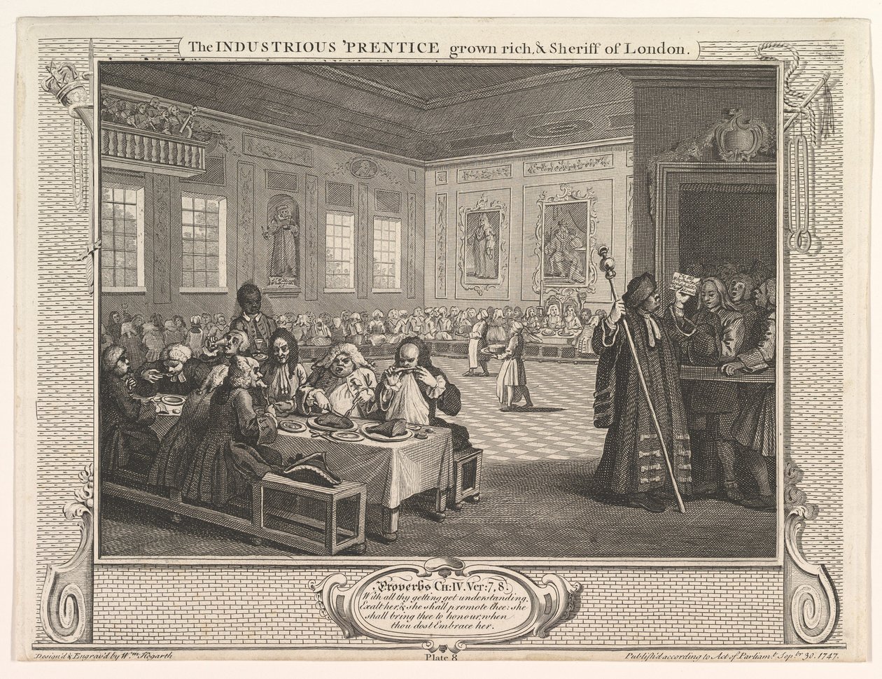 Pracovitý Prentice zbohatl a šerif londýnského Industry and Idl..., 30. září 1747. od William Hogarth