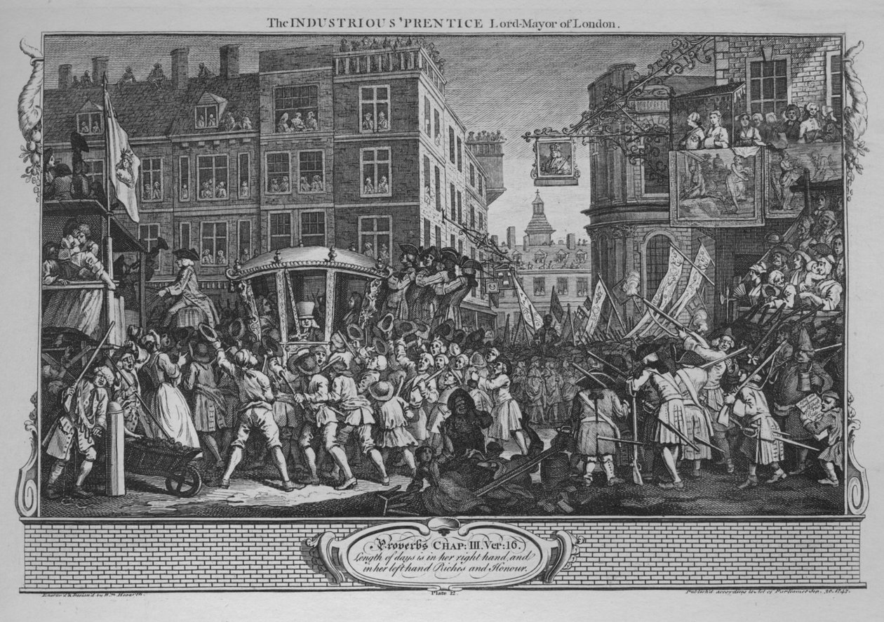 The Industrious Prentice Lord-Mayor of London – deska 12 z Industry and Idleness, 1747 od William Hogarth
