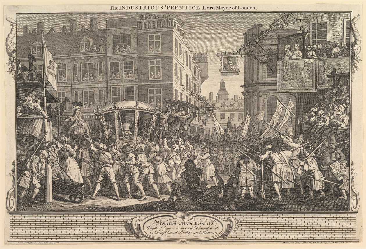 The Industrious Prentice Lord Mayor of London: Industry and Idleness, plate..., 30. září 1747. od William Hogarth