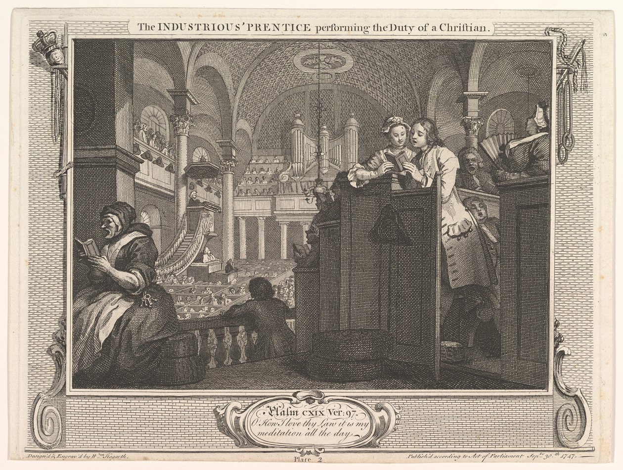 Pracovitý Prentice vykonávající povinnost křesťanského průmyslu a já..., 30. září 1747. od William Hogarth