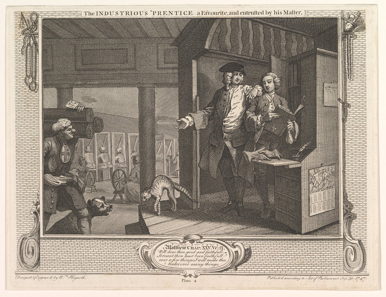 Pracovitý Prentice oblíbený a svěřený svým mistrem průmyslu a..., 30. září 1747. od William Hogarth