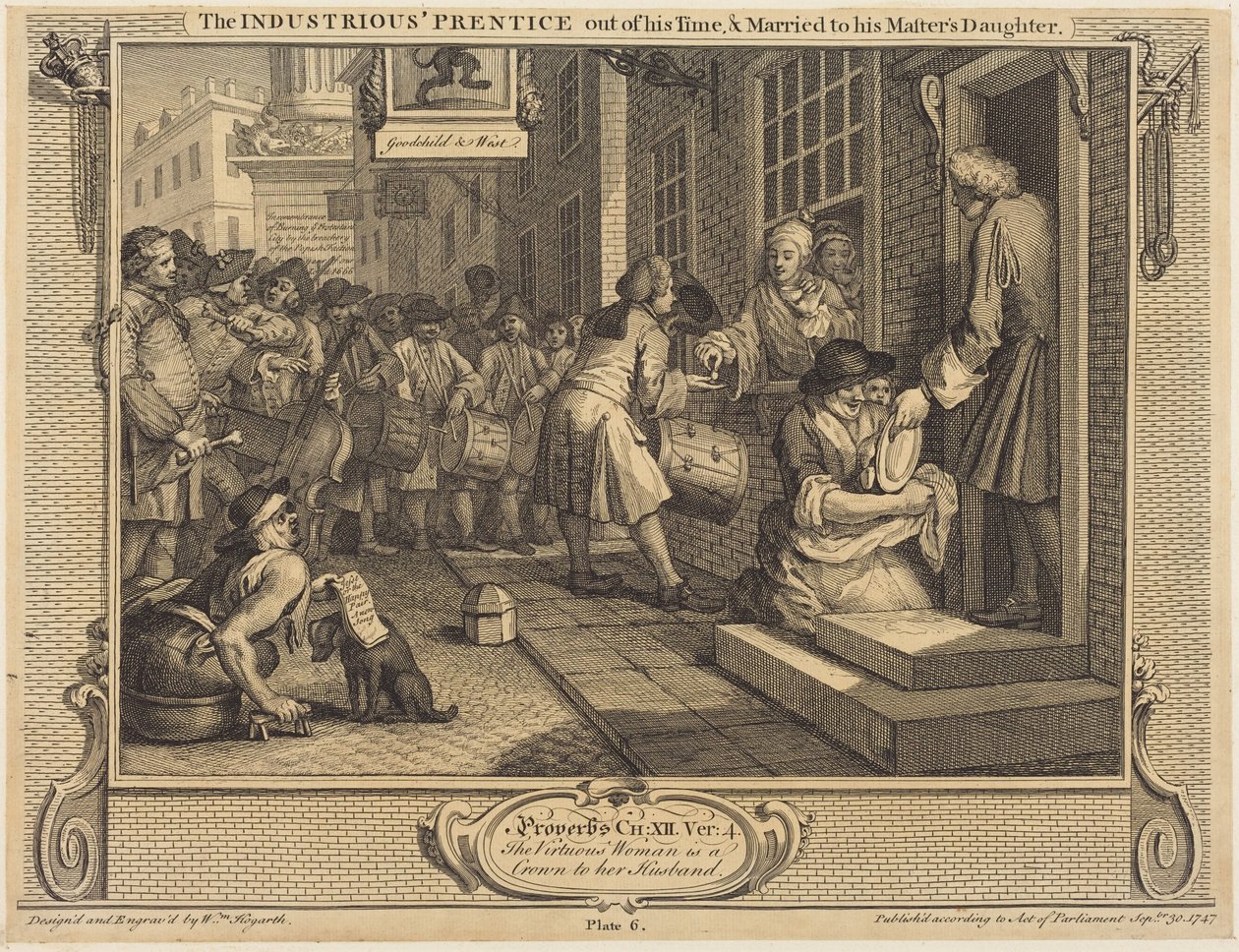 Pracovitý učeň, který předčasně ukončil učení a oženil se s dcerou svého mistra od William Hogarth