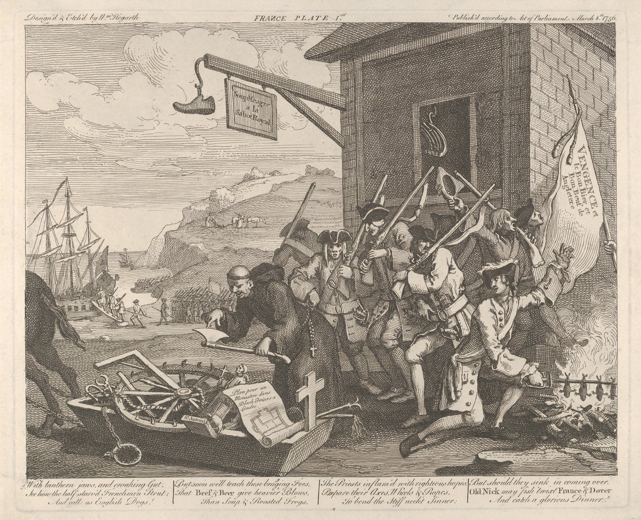 Invaze, deska 1: Francie od William Hogarth