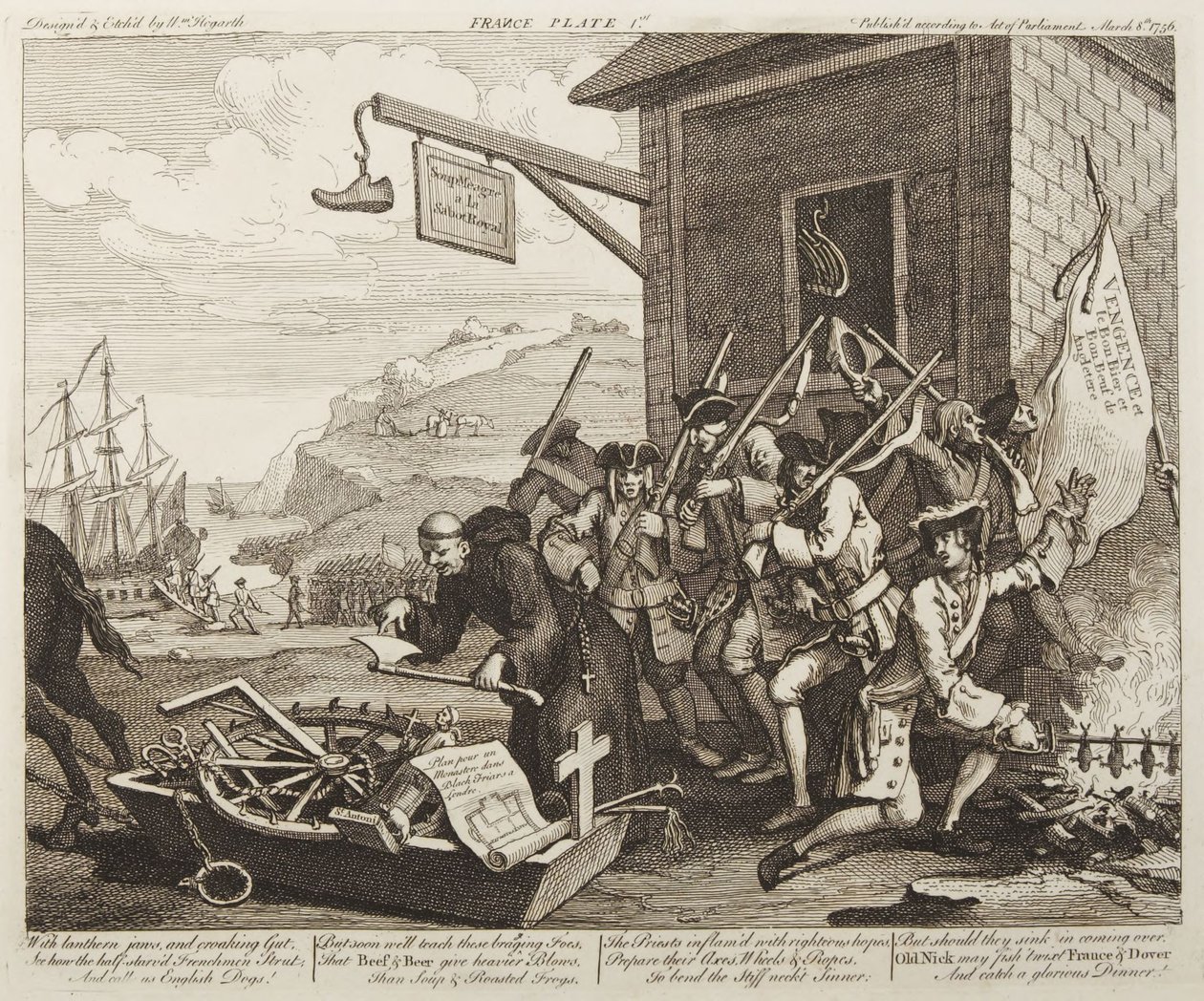 Invaze, tabule 1: Francie od William Hogarth