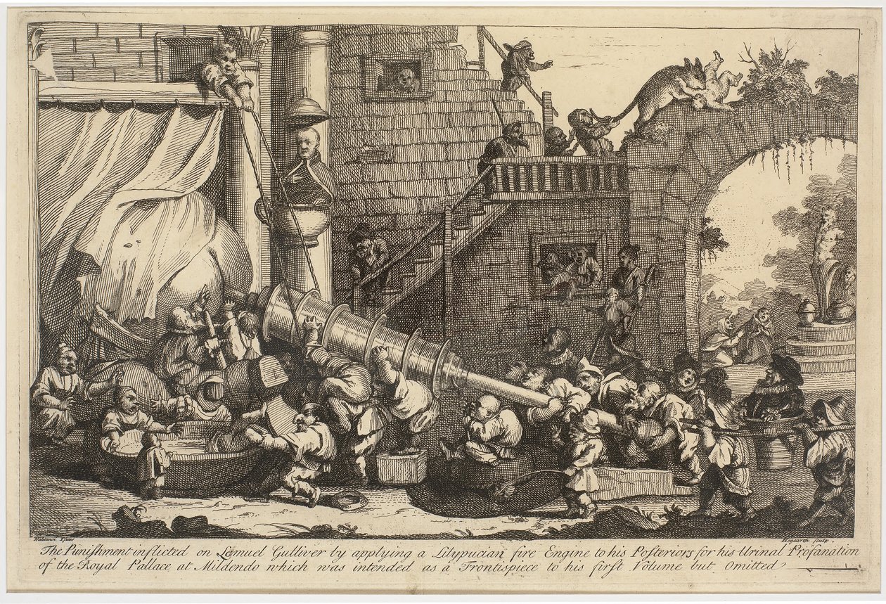 Trest uvalený na Lemuela Gullivera od William Hogarth