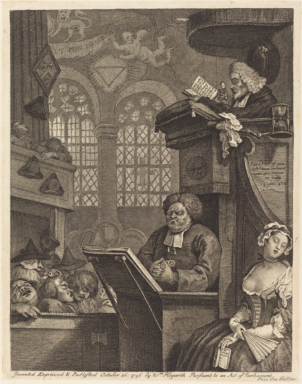 Spící kongregace od William Hogarth