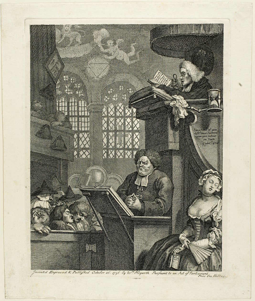Spící kongregace od William Hogarth