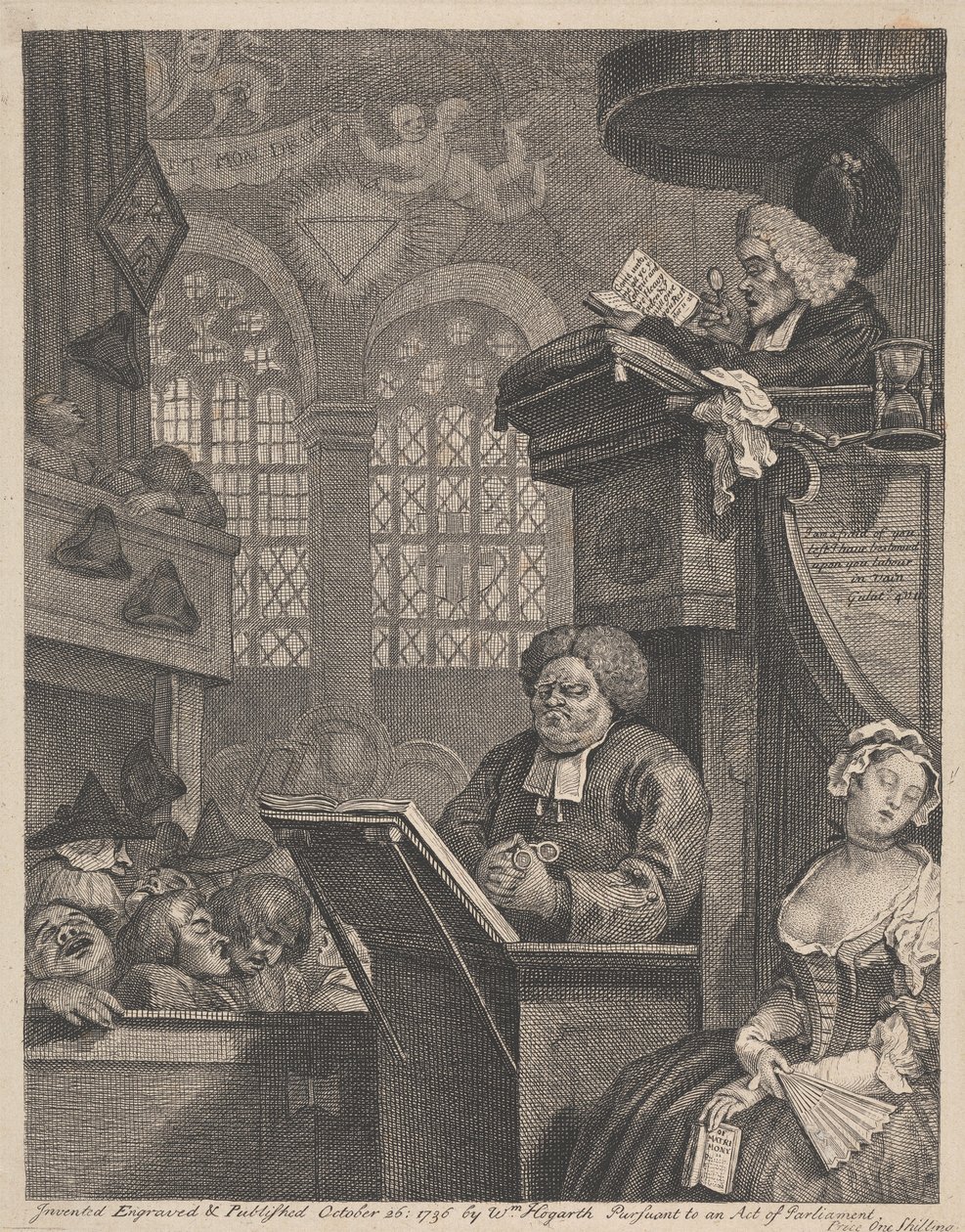 Spící kongregace od William Hogarth