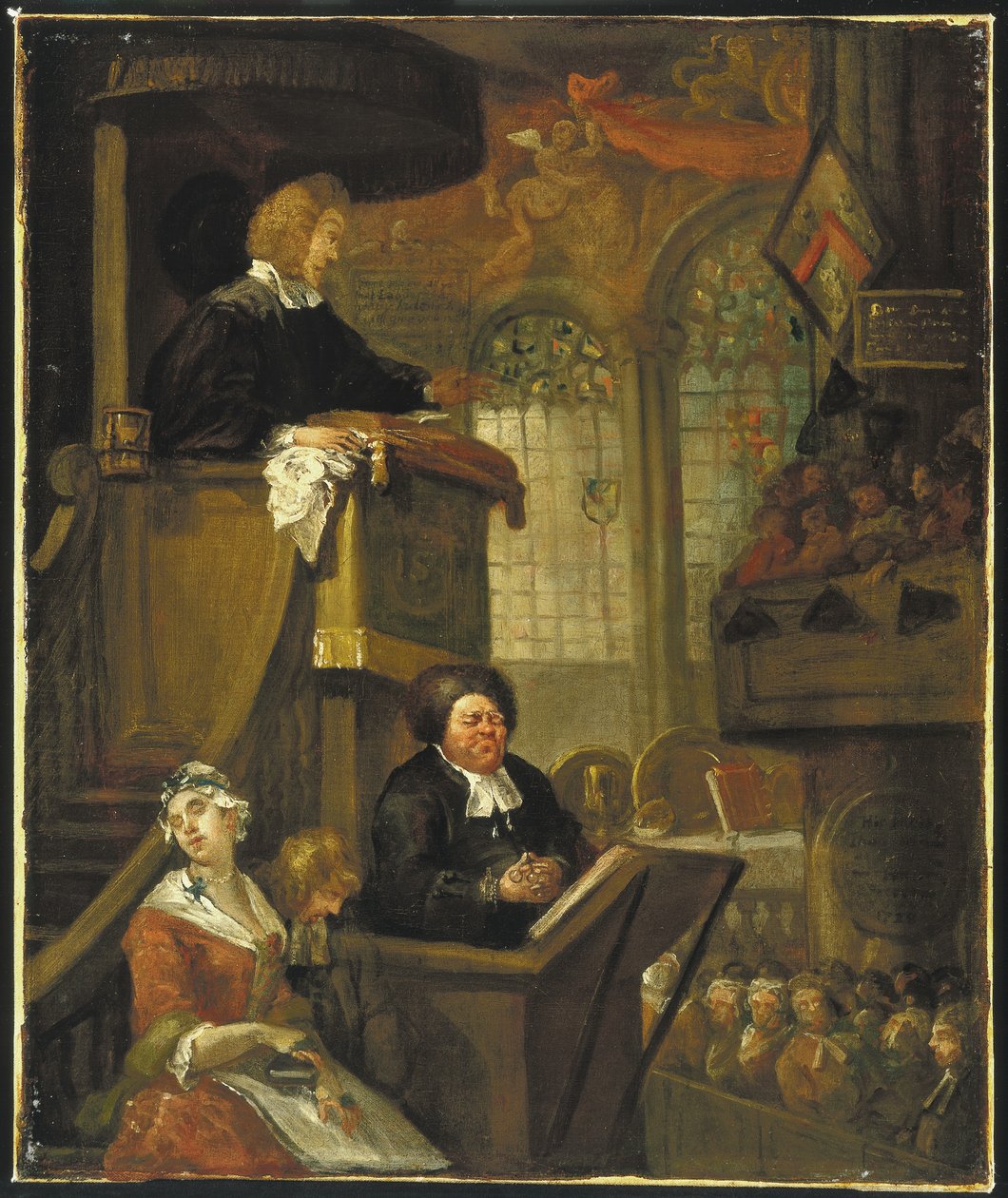 Spící kongregace, 1728 od William Hogarth