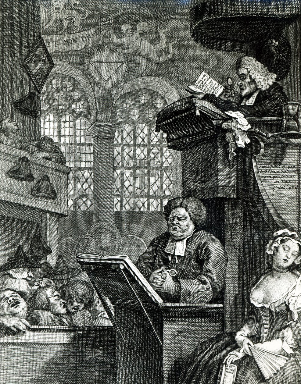 Spící kongregace, 1736 od William Hogarth