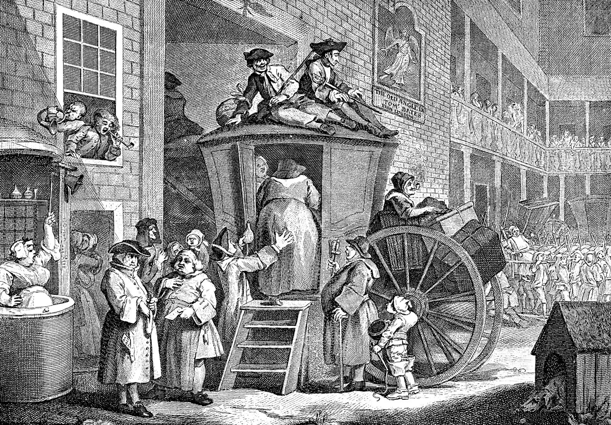 The Stage Coach nebo Country Inn Yard, 1747 od William Hogarth