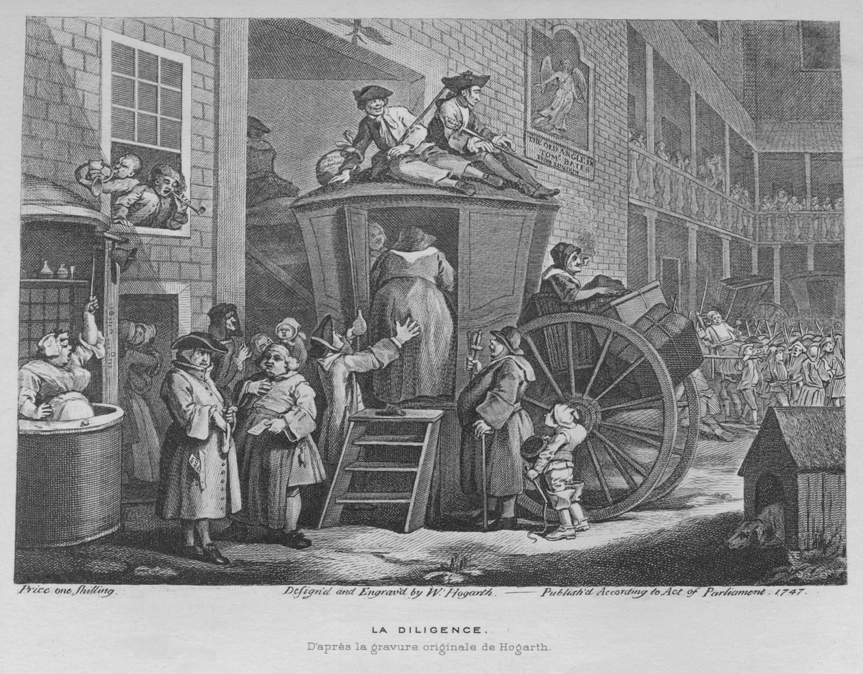 The Stage Coach nebo Country Inn Yard, 1747 od William Hogarth