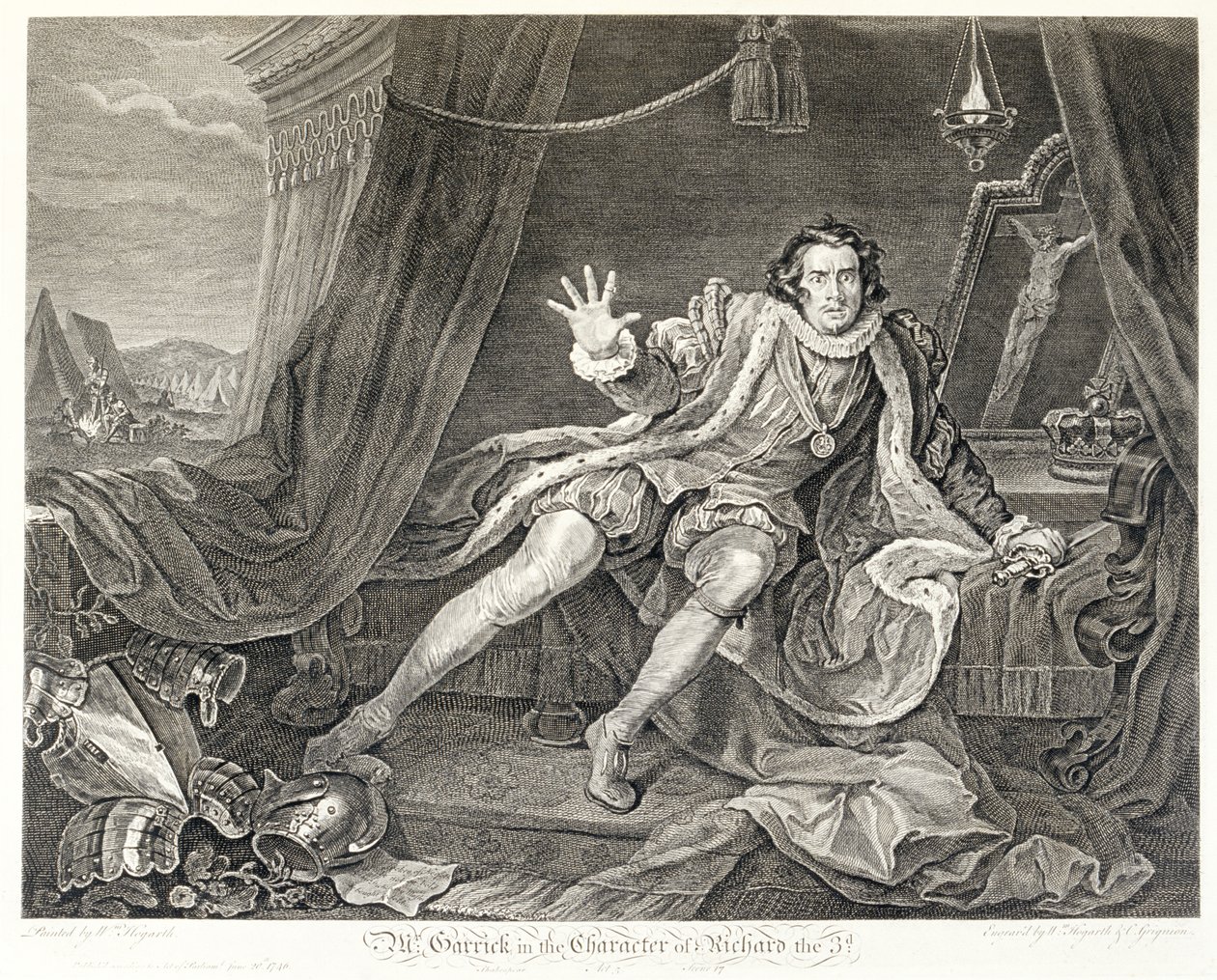 Herec David Garrick v roli Richarda III, 1746 od William Hogarth