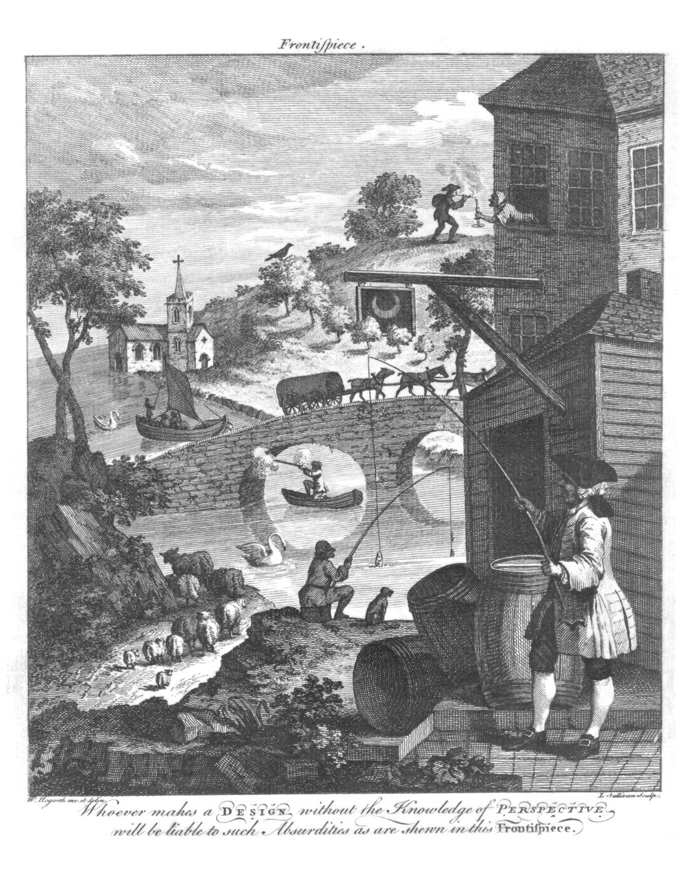 Důležitost znalosti perspektivy, 18. století (černobílá fotografie) od William Hogarth