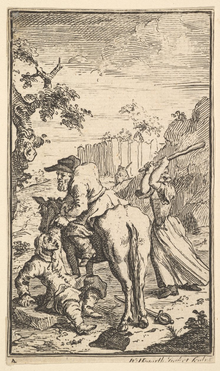 Trulla útočí na Hudibras Sedmnáct malých ilustrací pro Samuela Butlerse Hudibras..., 1721-26. od William Hogarth