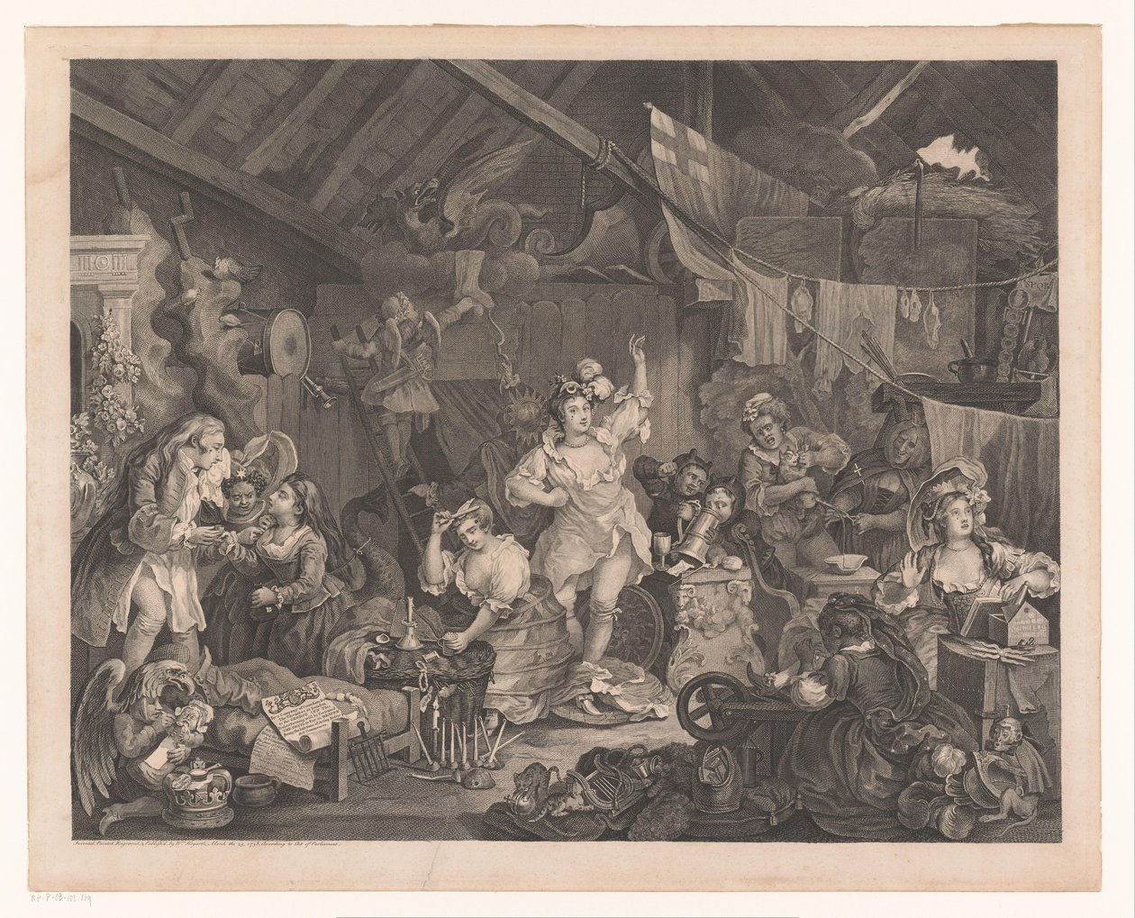 Oblečené herečky a děti ve stodole Chodící herečky oblékající se ve stodole od William Hogarth